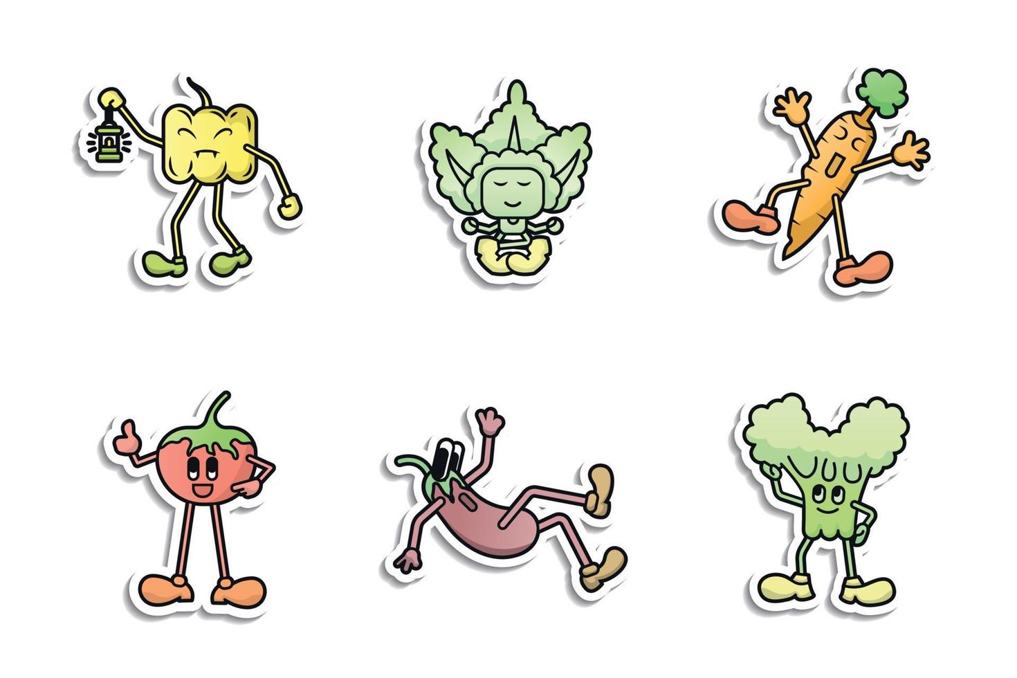 Vegetable cute cartoon characters vector