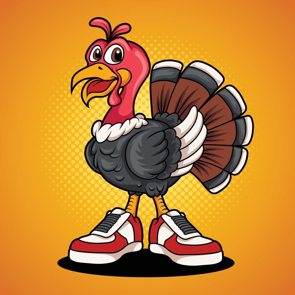 Cartoon turkey wearing shoes vector