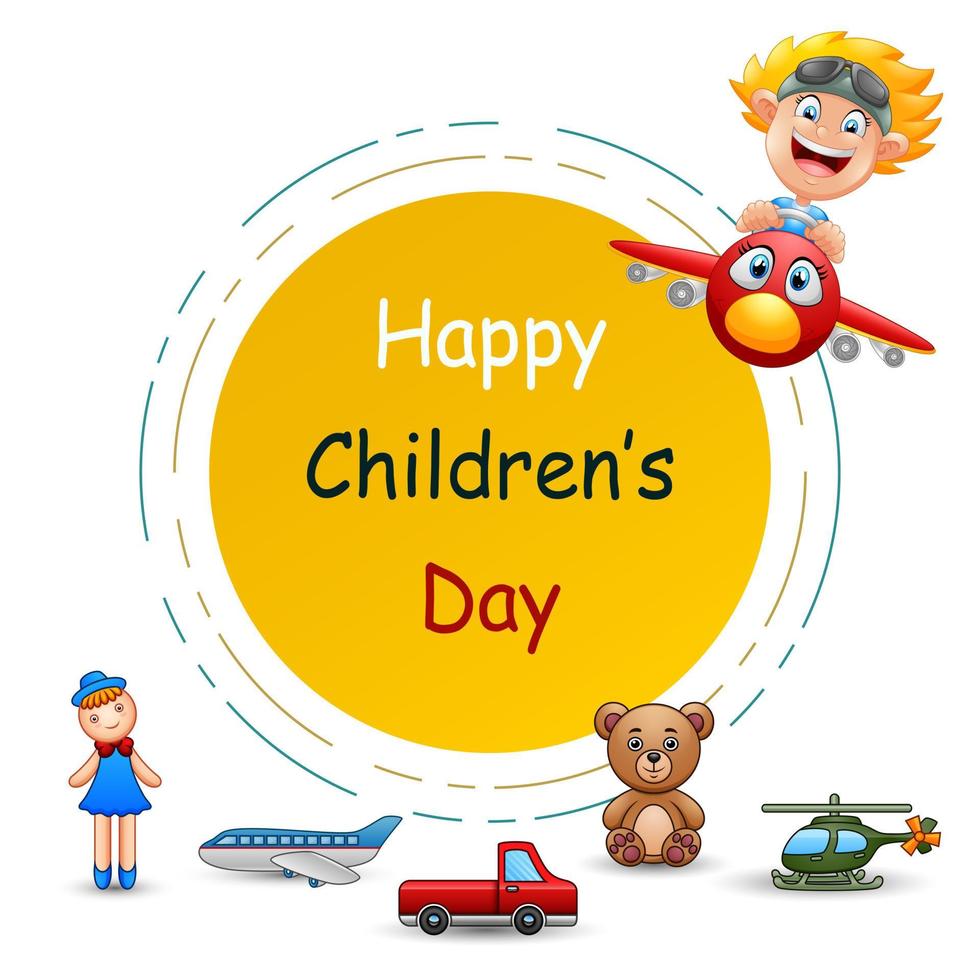 Happy International Children's Day with toys vector