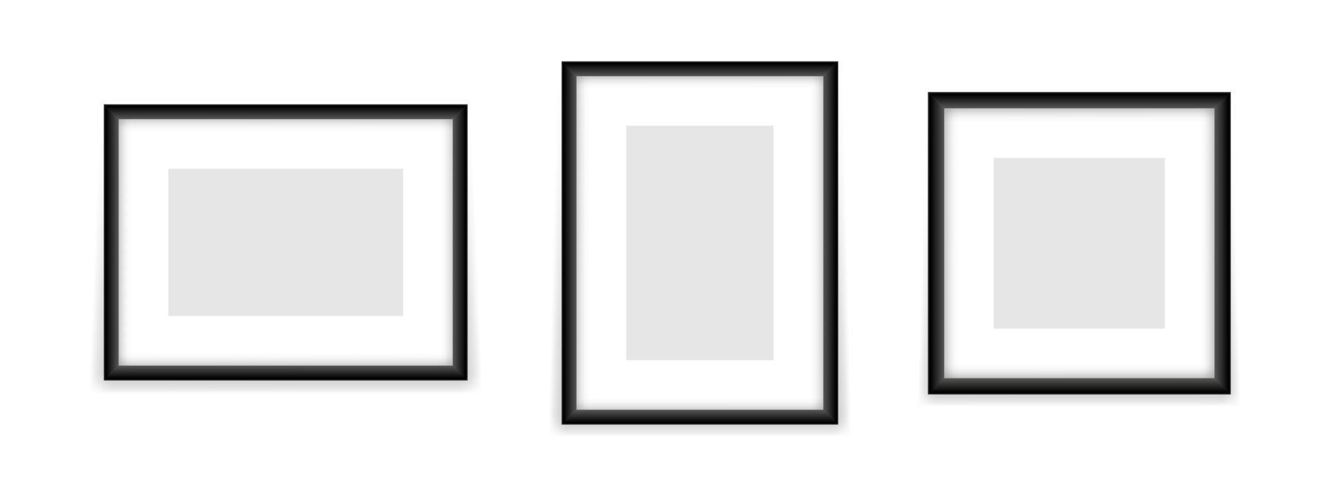 plantilla de marcos rectangulares y cuadrados vacíos. maqueta en blanco con espacio gris para fotos y dibujos. diseño realista para imagen e imagen vectorial promocional vector