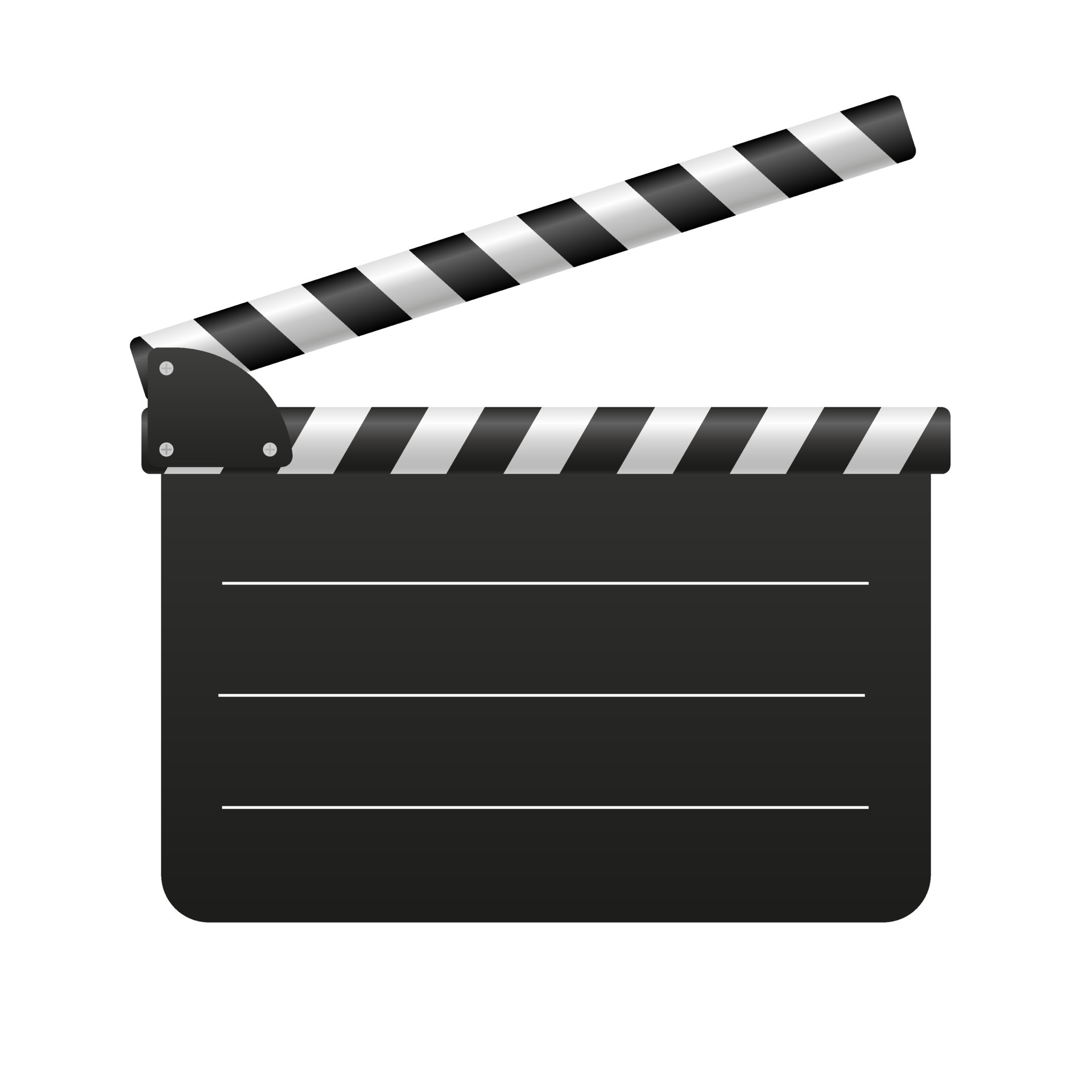 claqueta de cine con plantilla de rayas. equipos negros que numeran