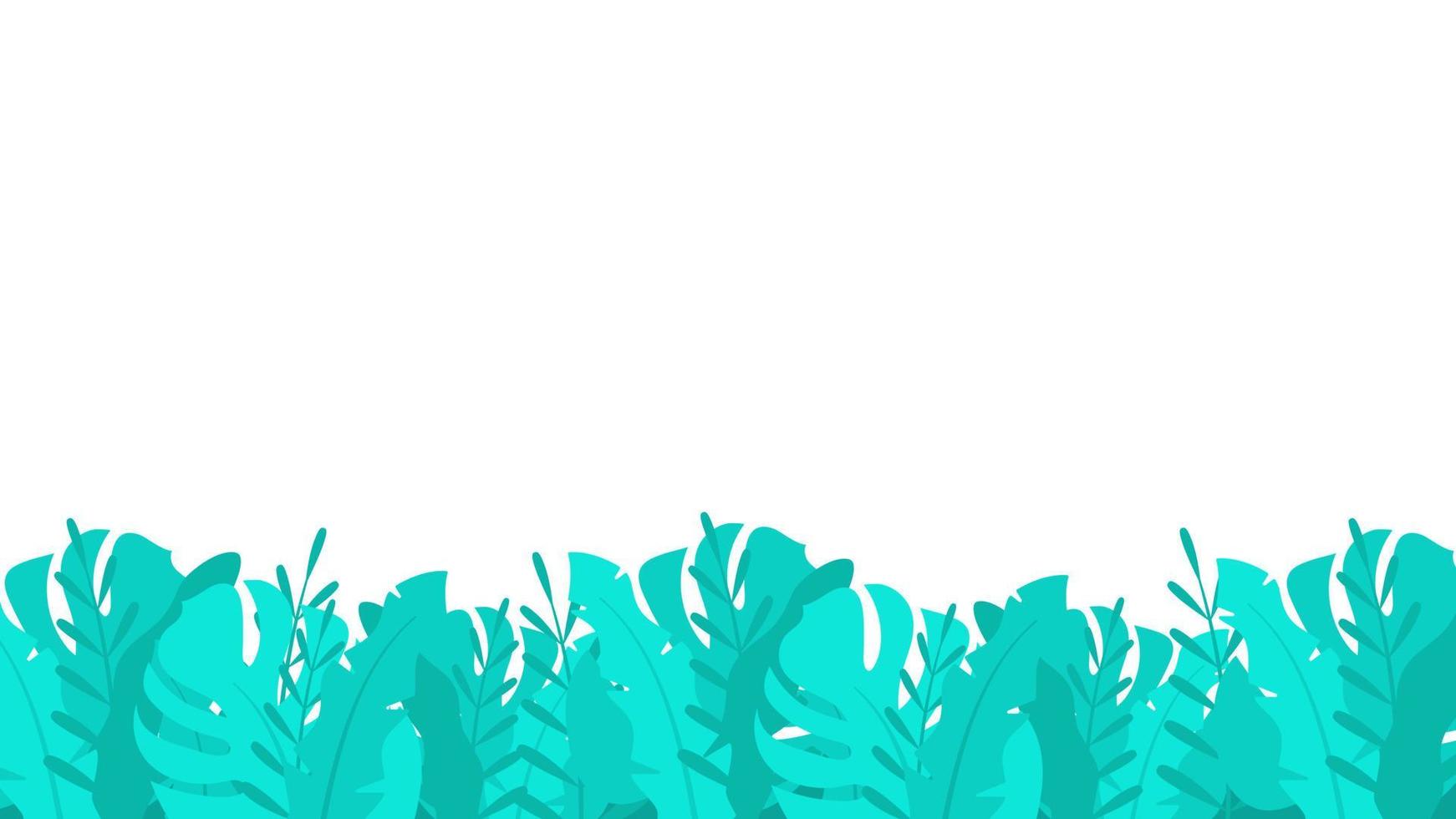 fondo de plantas de matorrales tropicales. exuberantes hojas turquesas con vegetación brillante e impenetrable. banner de paisaje horizontal natural con arbusto de vector salvaje