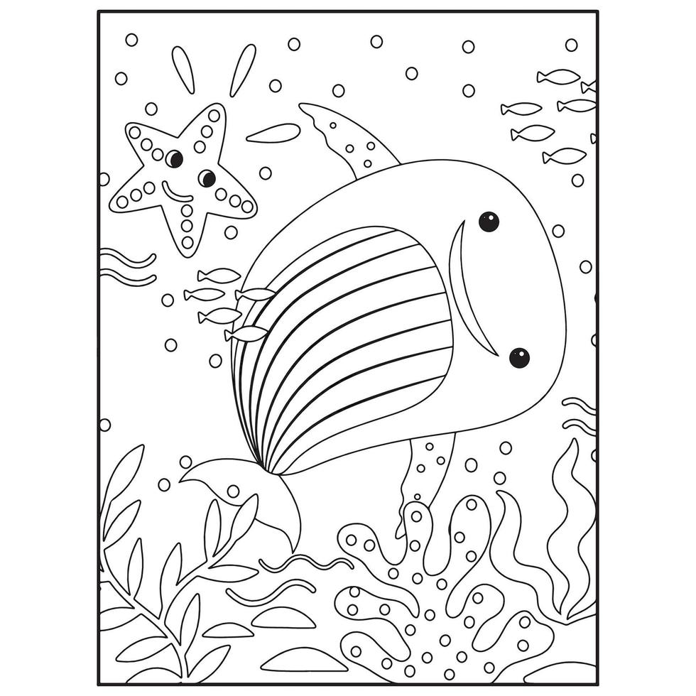 Ocean Animals Coloring Pages For Kids Pro Vector 20 Vector ...
