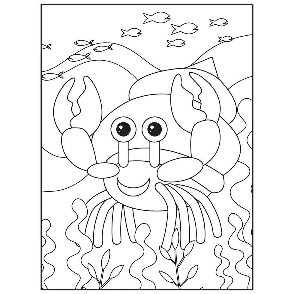 animales del océano para colorear páginas para niños pro vector