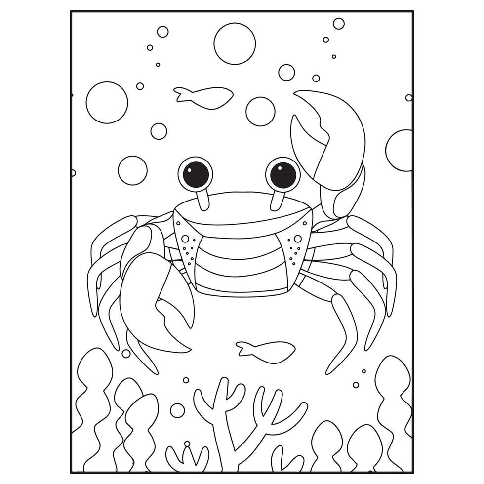 Ocean Animals Coloring Pages For Kids Pro Vector