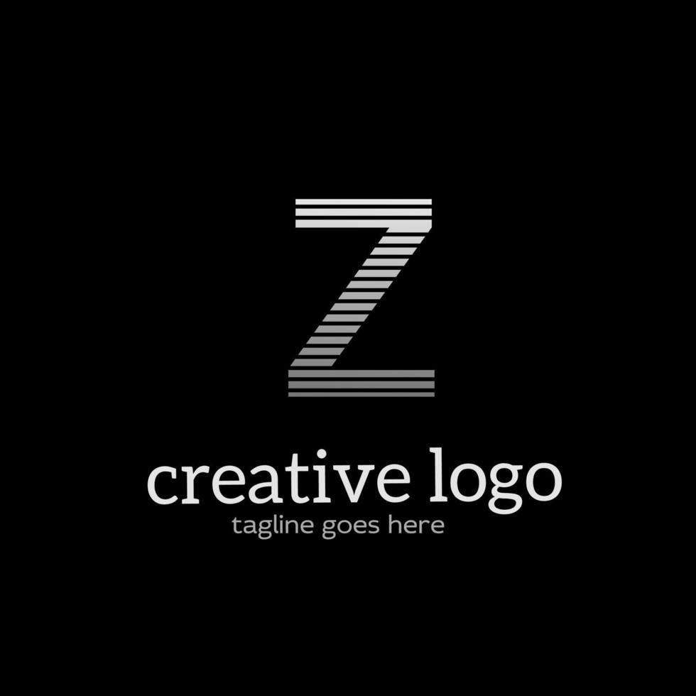 Logo monogram letters Z silver color vector