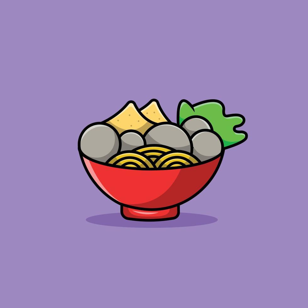 Meatball Cartoon Vector Icon Illustration. Food Icon Concept Isolated Premium Vector. Flat Cartoon Style