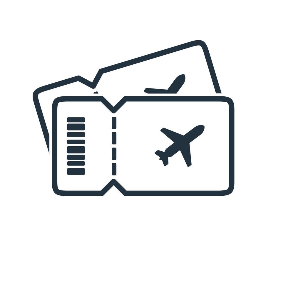 vector de icono de línea de billete de avión. diseño de símbolo de boleto de avión aislado en un fondo blanco.