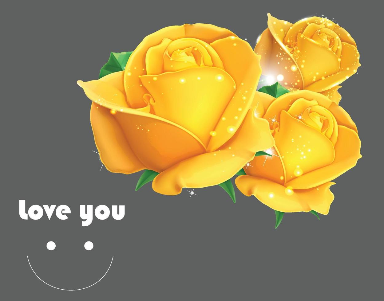 romantic yellow rose flower vector