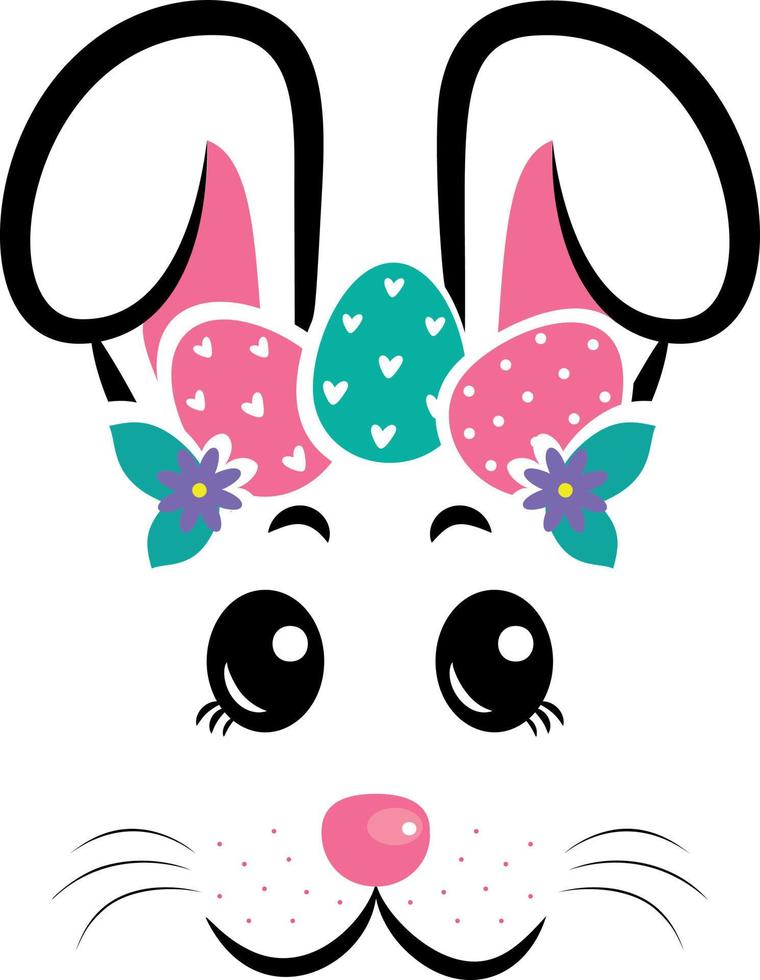 The face of the Easter bunny with a wreath of eggs vector