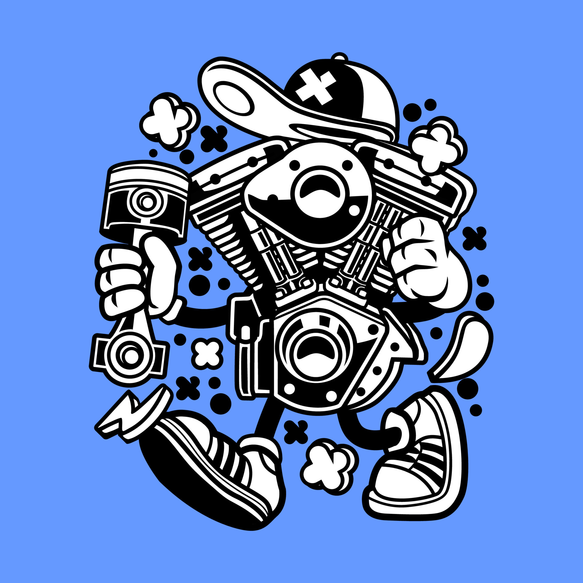 Cool vector cartoon design of a robot that looks like a machine and ...