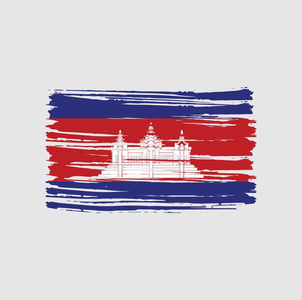 trazos de pincel de la bandera de camboya. bandera nacional vector