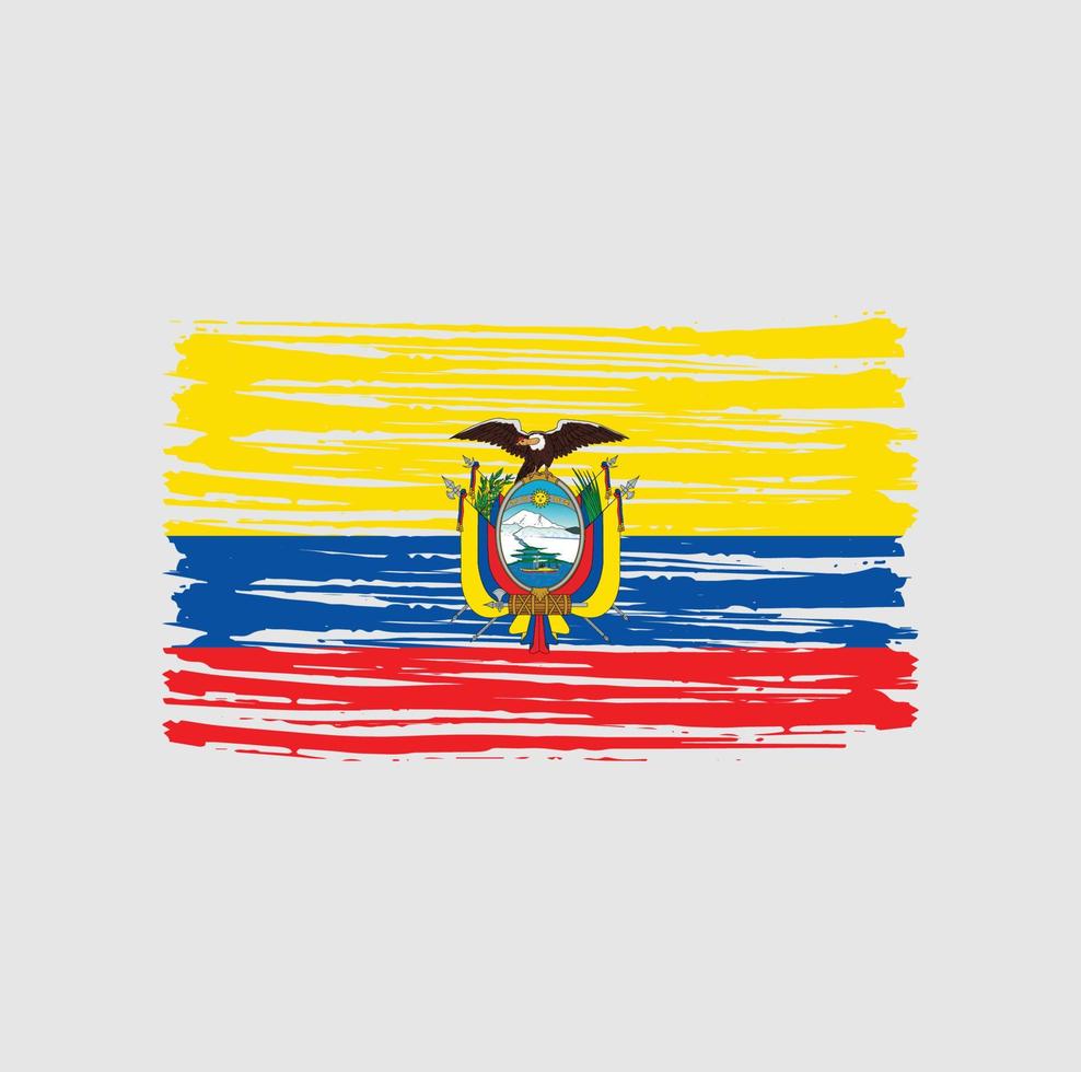 trazos de pincel de la bandera de ecuador. bandera nacional vector