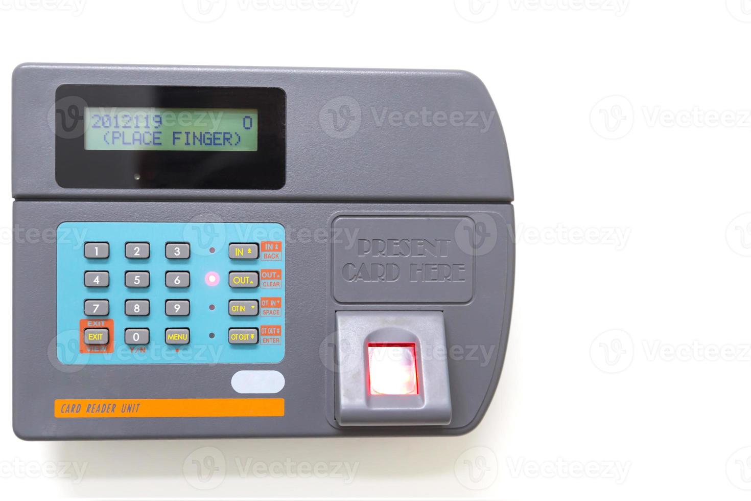 finger scan and card reader unit isolate on white background photo