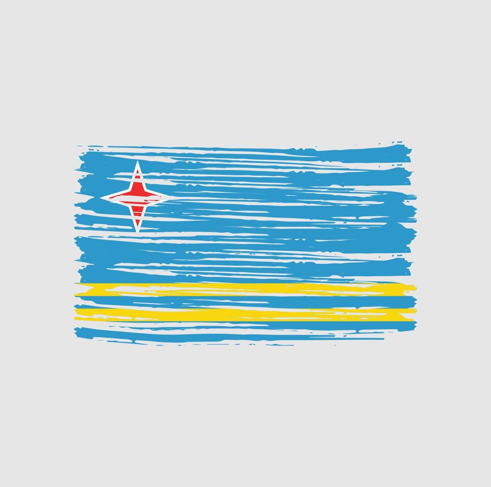 trazos de pincel de la bandera de aruba. bandera nacional vector