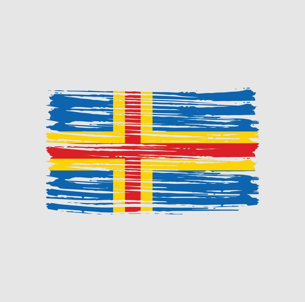 trazos de pincel de la bandera de las islas aland. bandera nacional vector