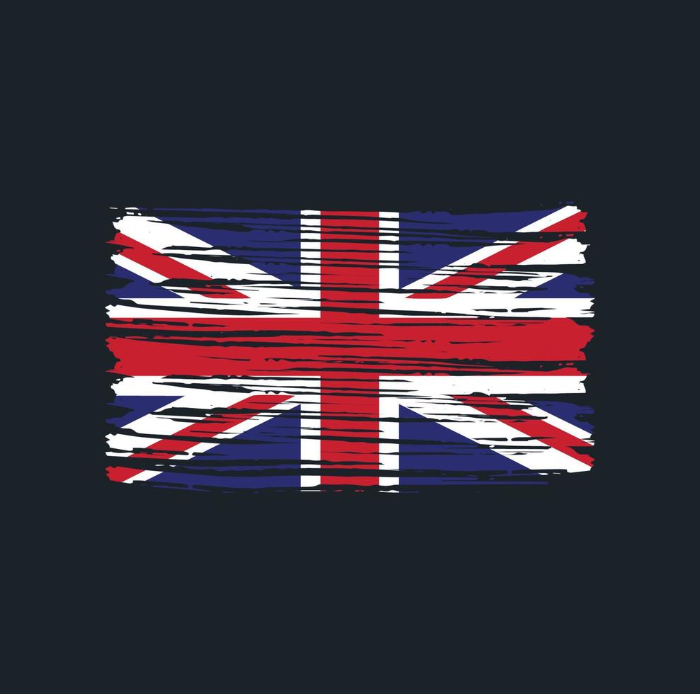 trazos de pincel de la bandera del reino unido. bandera nacional vector