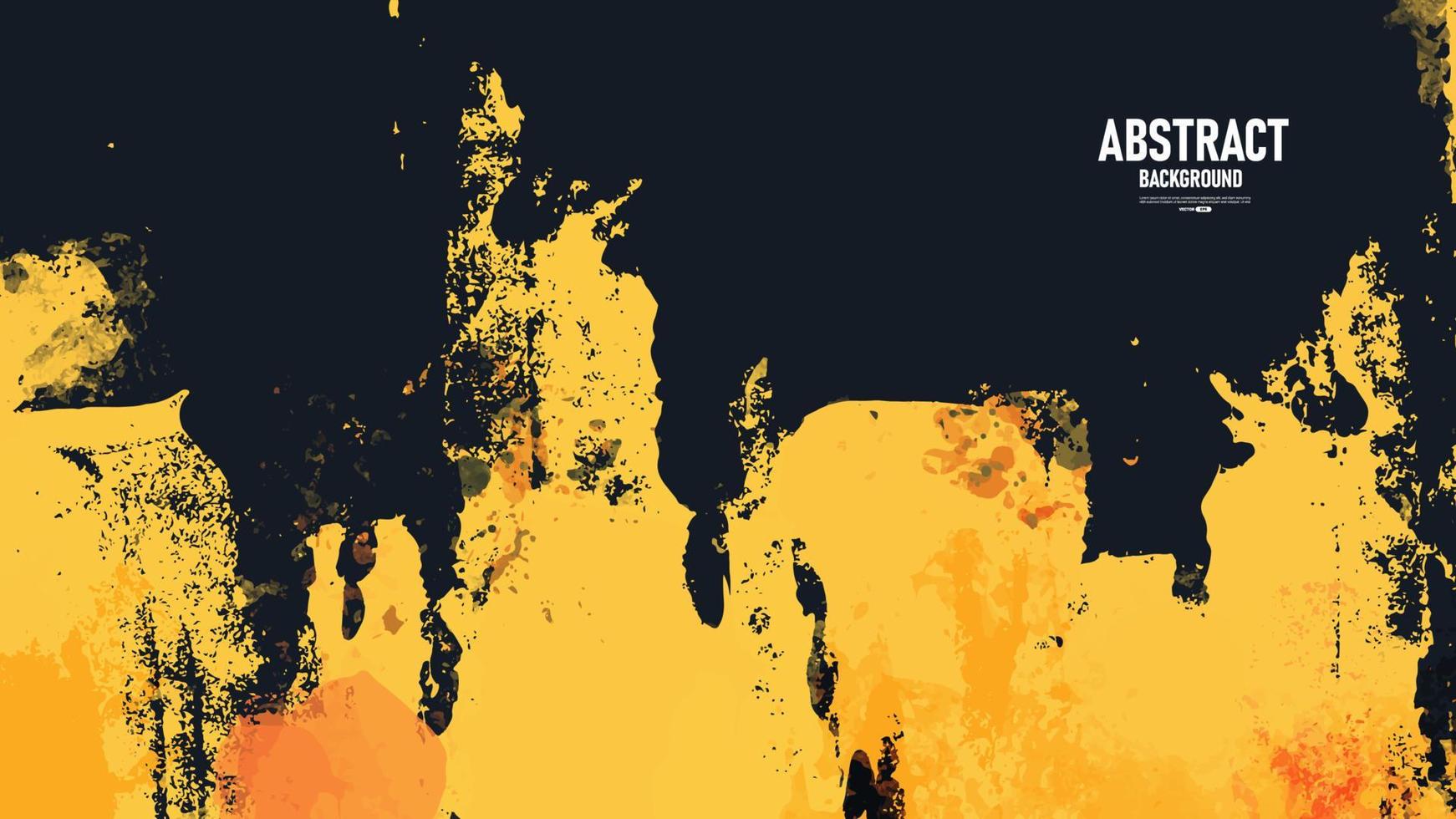 Fondo abstracto negro y amarillo con textura grunge. vector