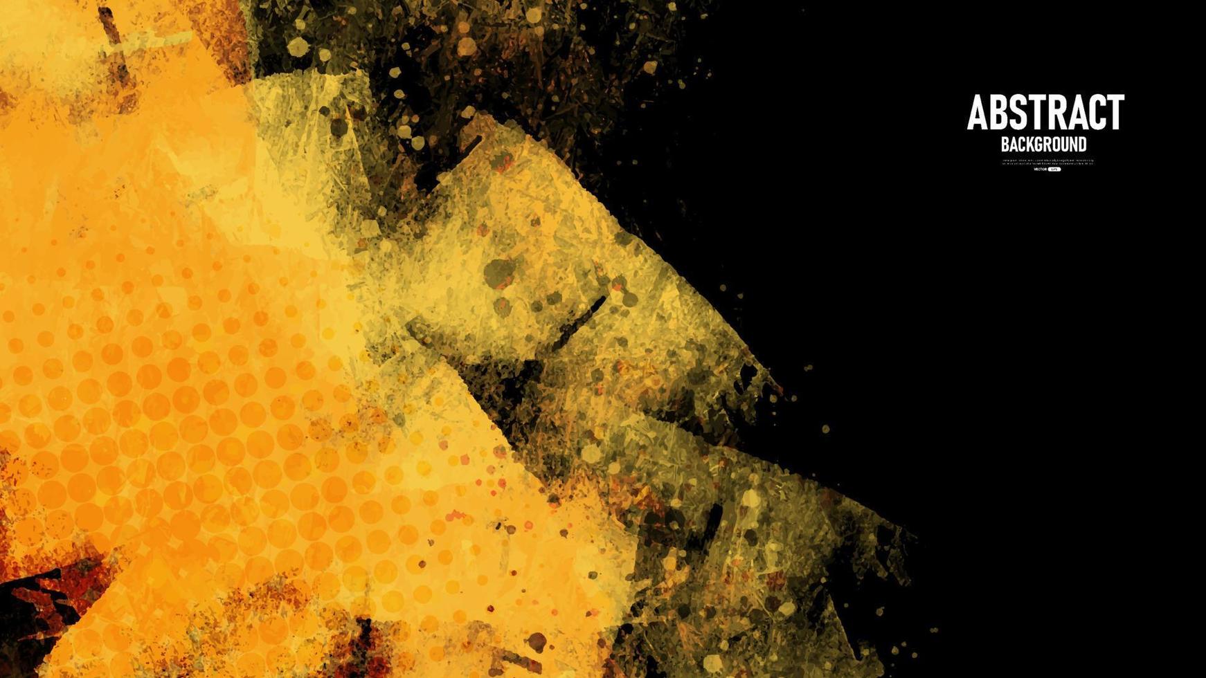 Fondo abstracto negro y amarillo con textura grunge. vector