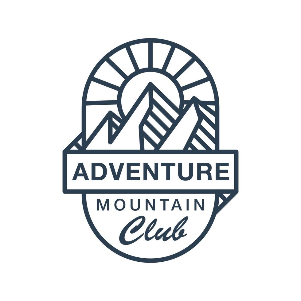 montaña de aventura retro vintage para clubes plantilla de vector de diseño de logotipo de arte de línea