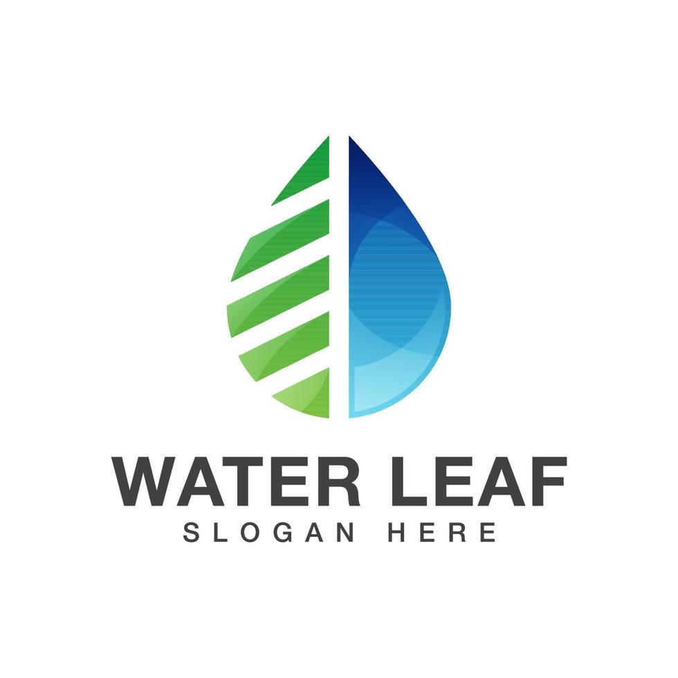 plantilla de vector de diseño de logotipo de hoja y gota de agua moderna