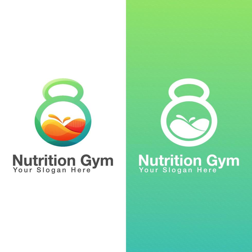 logotipo de gimnasio de fitness de nutrición moderna. plantilla de vector de diseño de logotipo de gimnasio de jugo de fruta