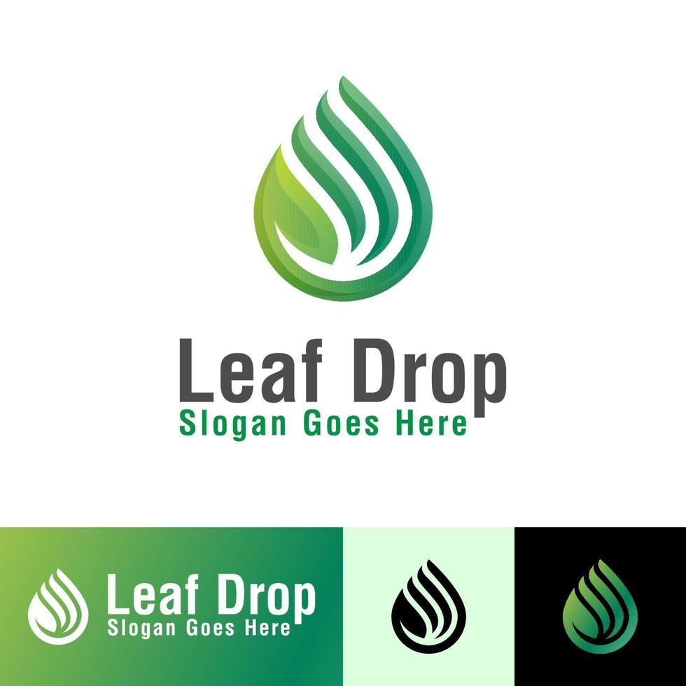 modern Leaf drop or leaf water drop logo design vector template