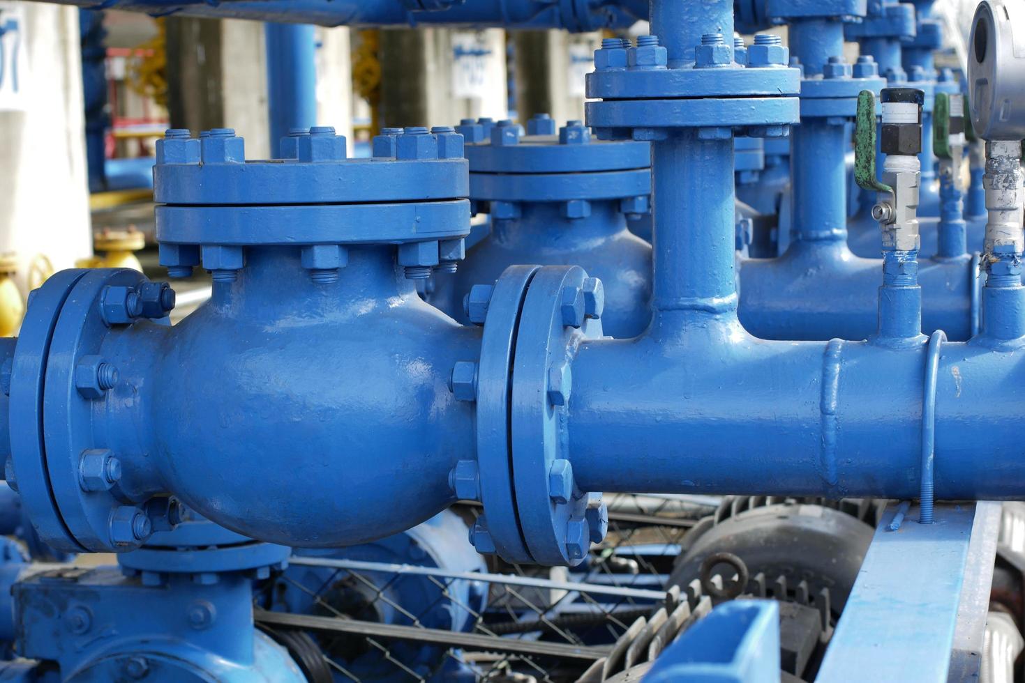 Valves at gas plant, Pressure safety valve selective focus photo