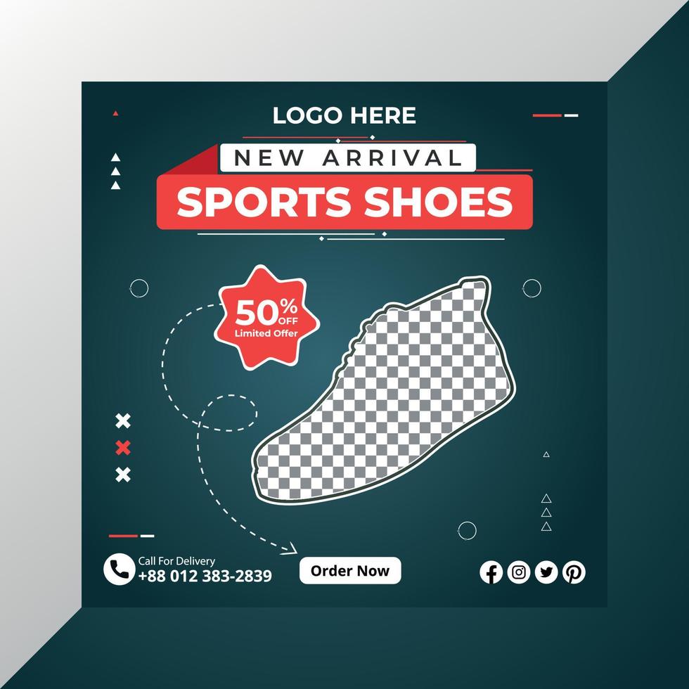 nueva plantilla de instagram de diseño de banner de zapatos de llegada vector