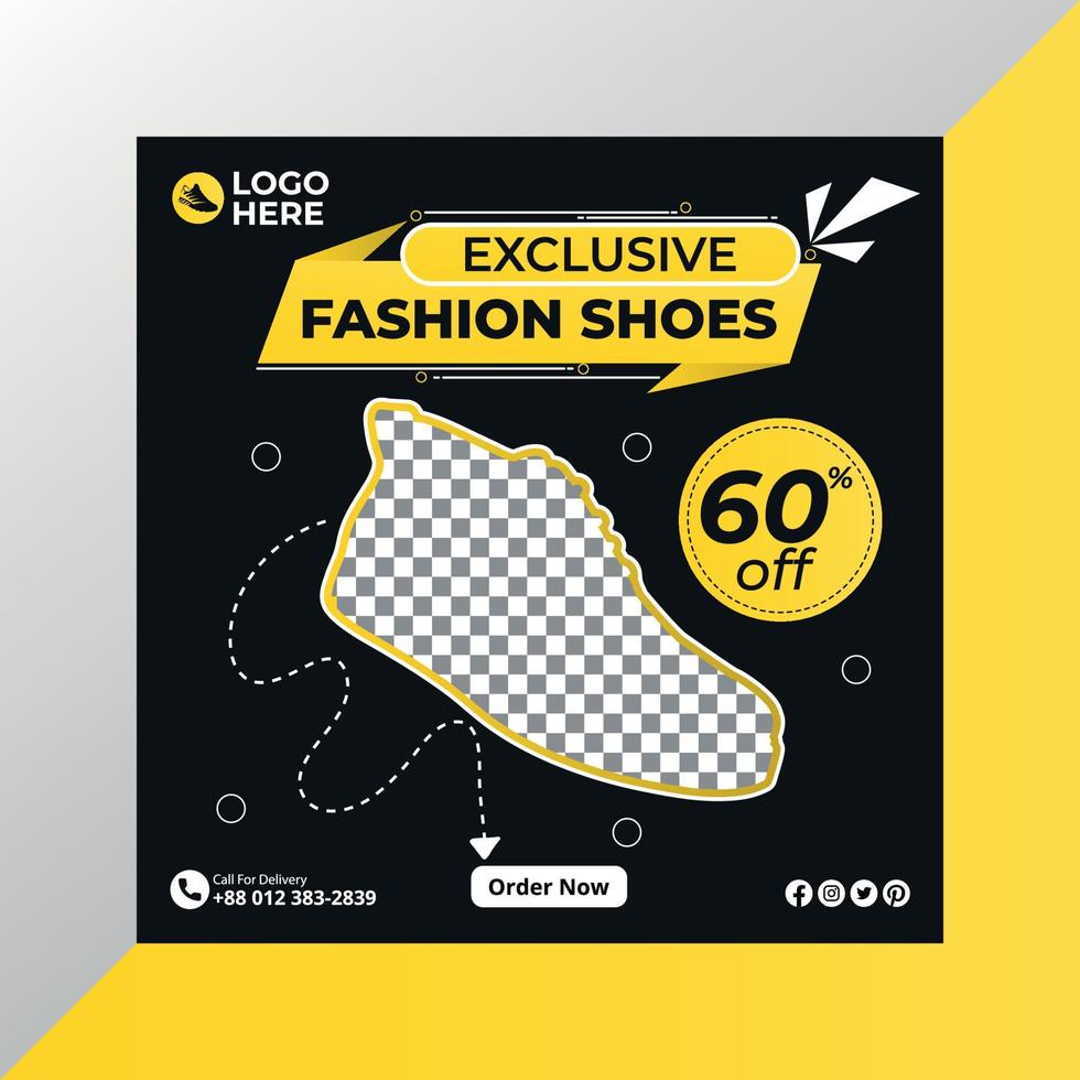 plantilla exclusiva de publicación de instagram de zapatos de moda vector