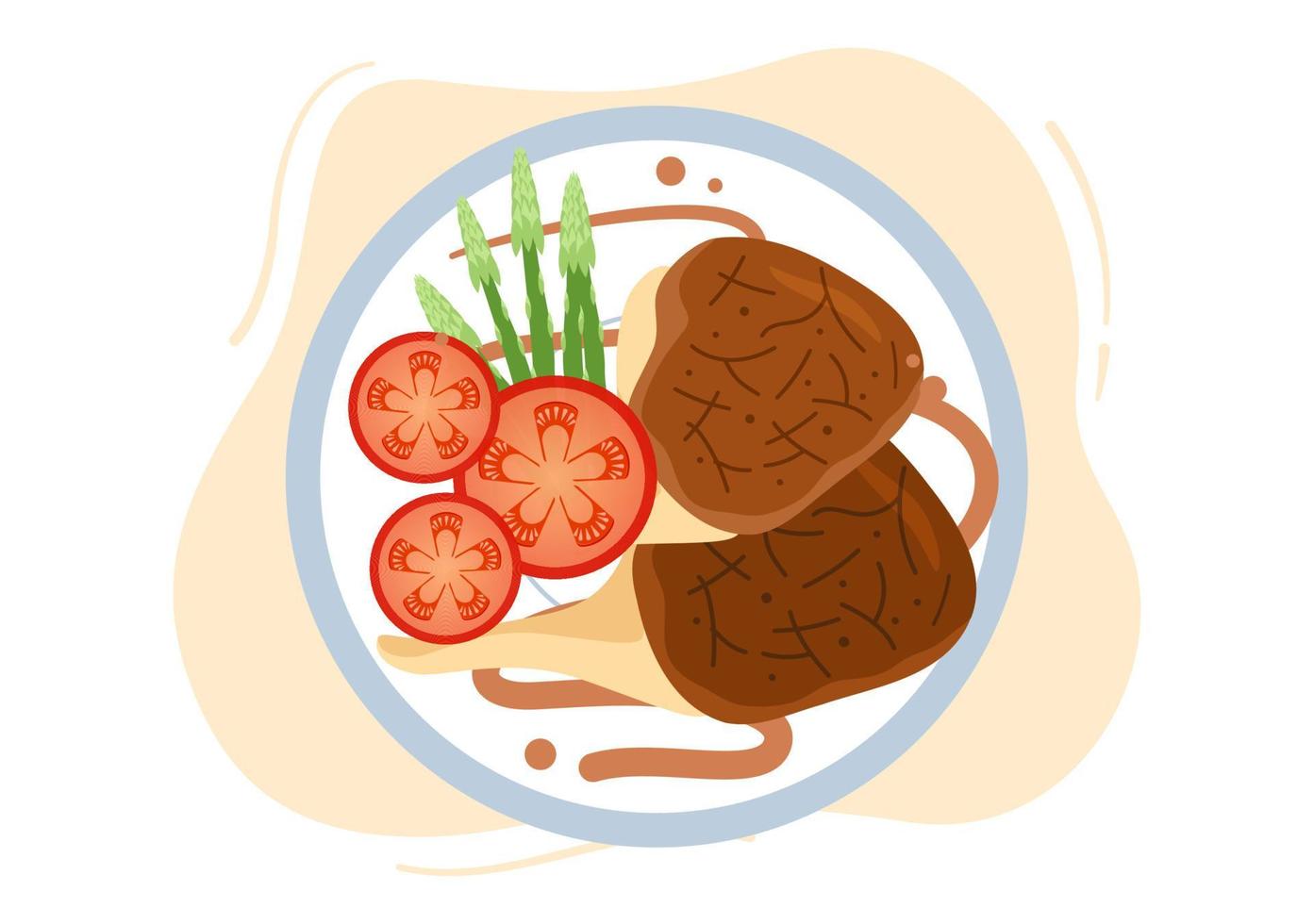 comida en cada comida con beneficios para la salud, dieta equilibrada, vegana, nutricional y la comida debe comerse todos los días en una ilustración de fondo plana vector