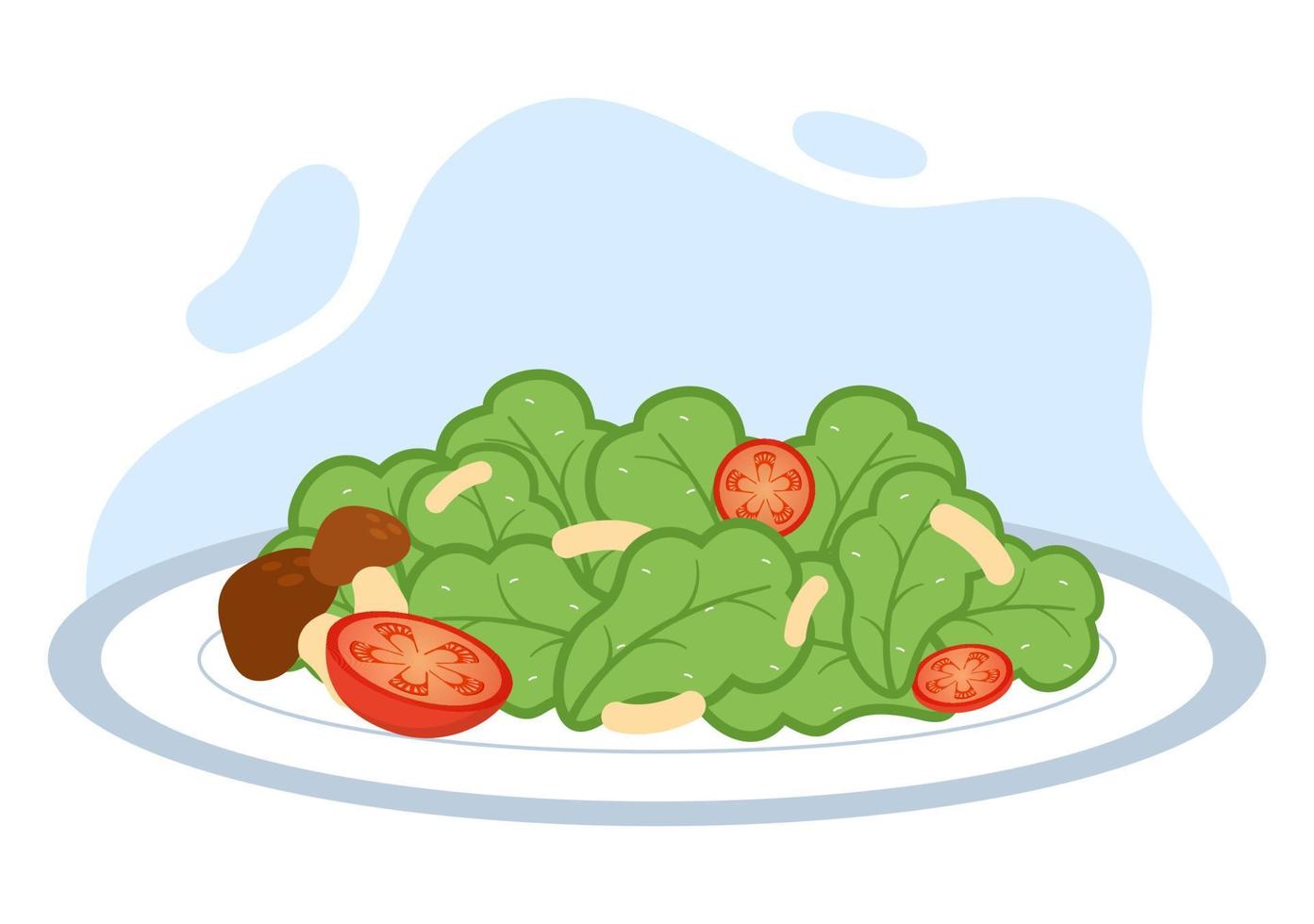 comida en cada comida con beneficios para la salud, dieta equilibrada, vegana, nutricional y la comida debe comerse todos los días en una ilustración de fondo plana vector