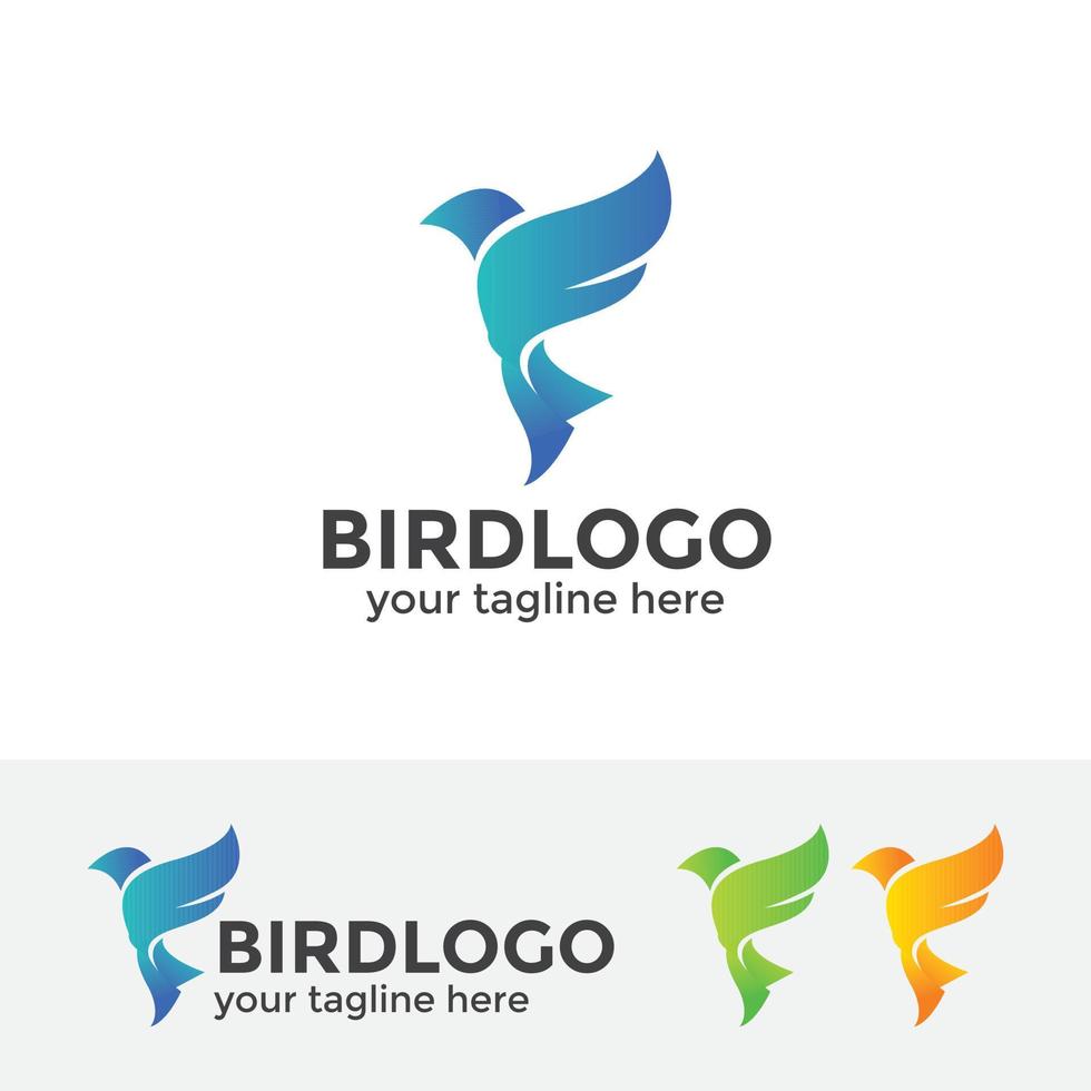 diseño de logotipo de pájaro azul abstracto vector