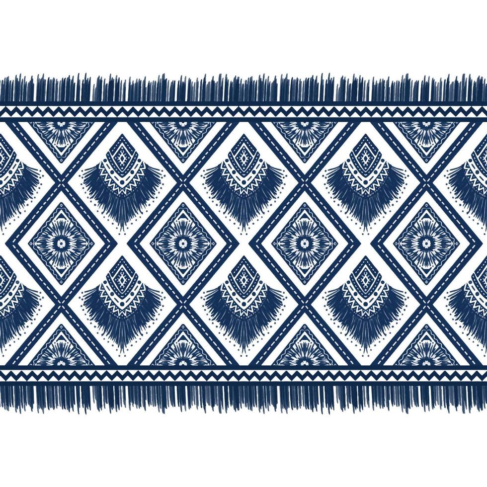 Navy Indigo Blue Diamond on White background. Geometric ethnic oriental pattern traditional Design for ,carpet,wallpaper,clothing,wrapping,Batik,fabric, illustration embroidery style vector