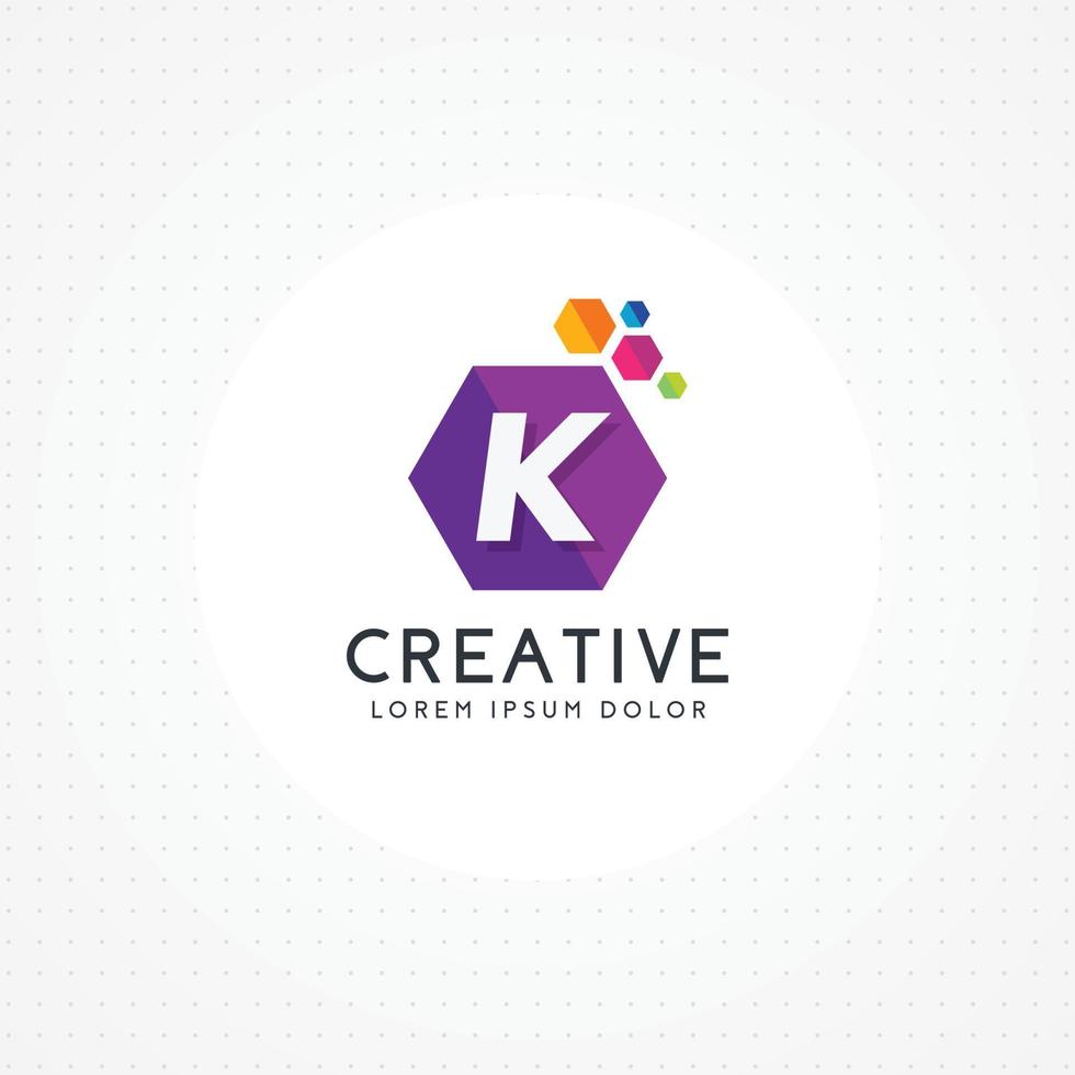 logotipo creativo de la letra k hexagonal vector