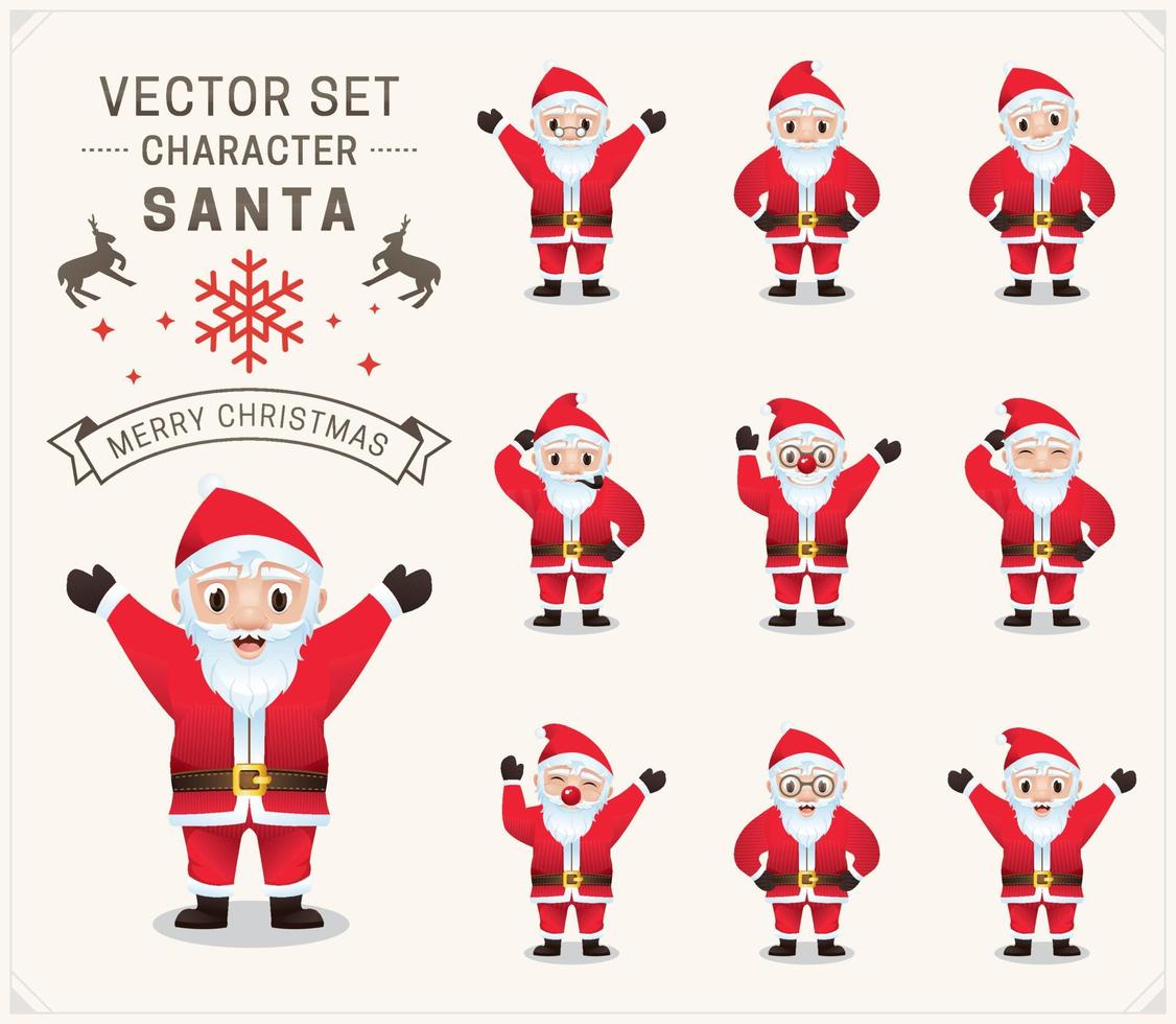 Collection of Christmas Santa Claus character vector
