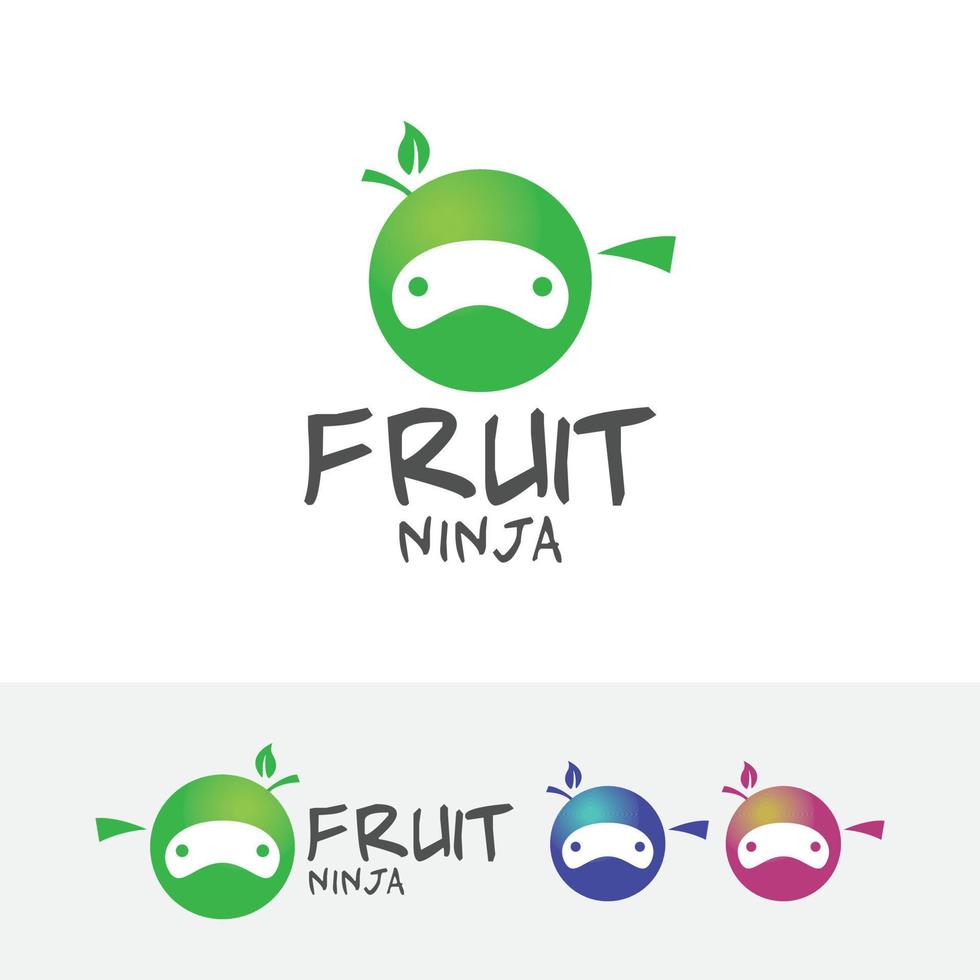 diseño de logotipo de ninja de frutas vector