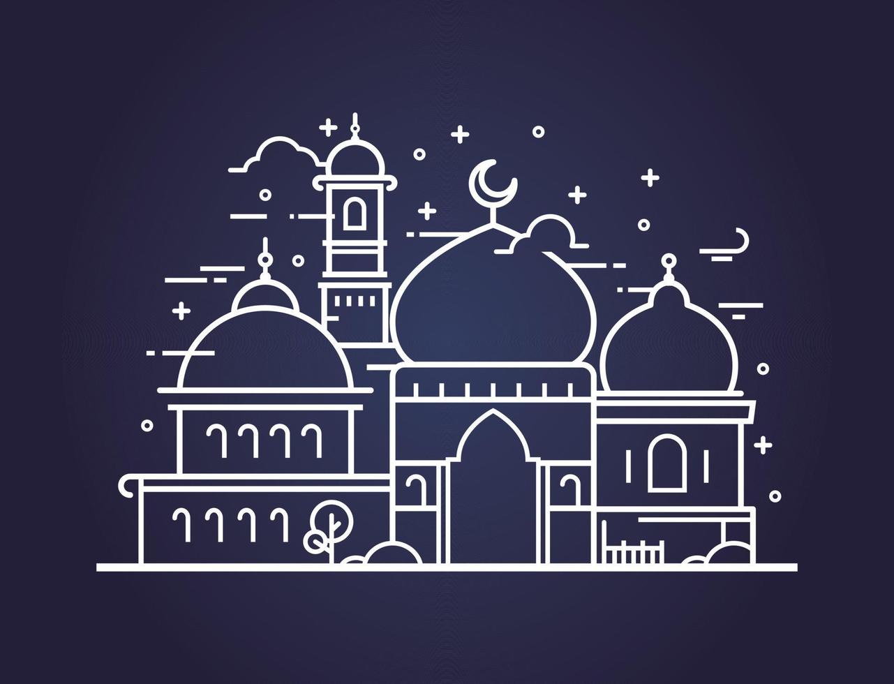 Modern line art Islamic Mosque vector