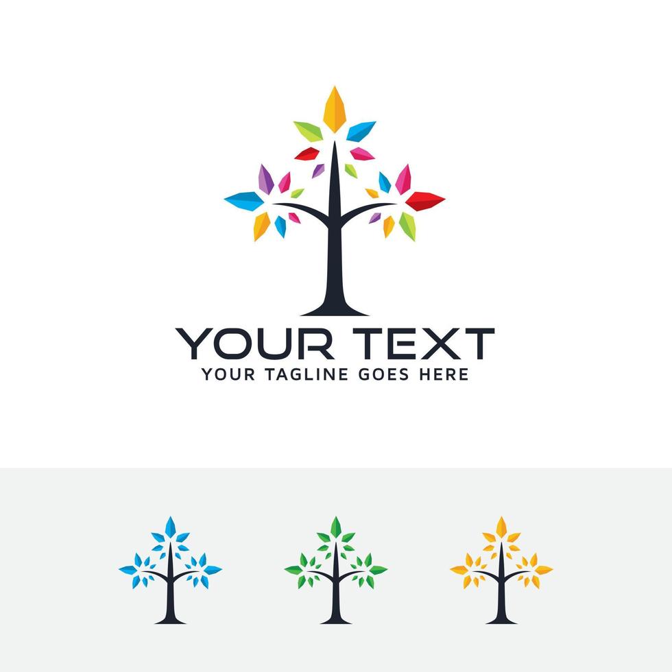 Colorful tree logo design vector