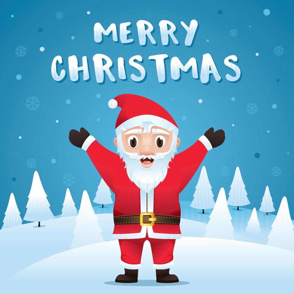 Santa Claus in Christmas snow scene vector