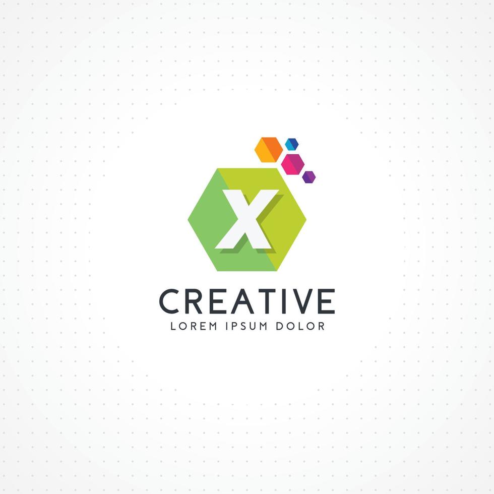 logotipo de letra hexagonal creativa x vector