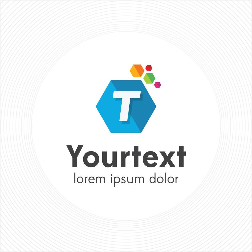 diseño de logotipo de letra t hexagonal vector