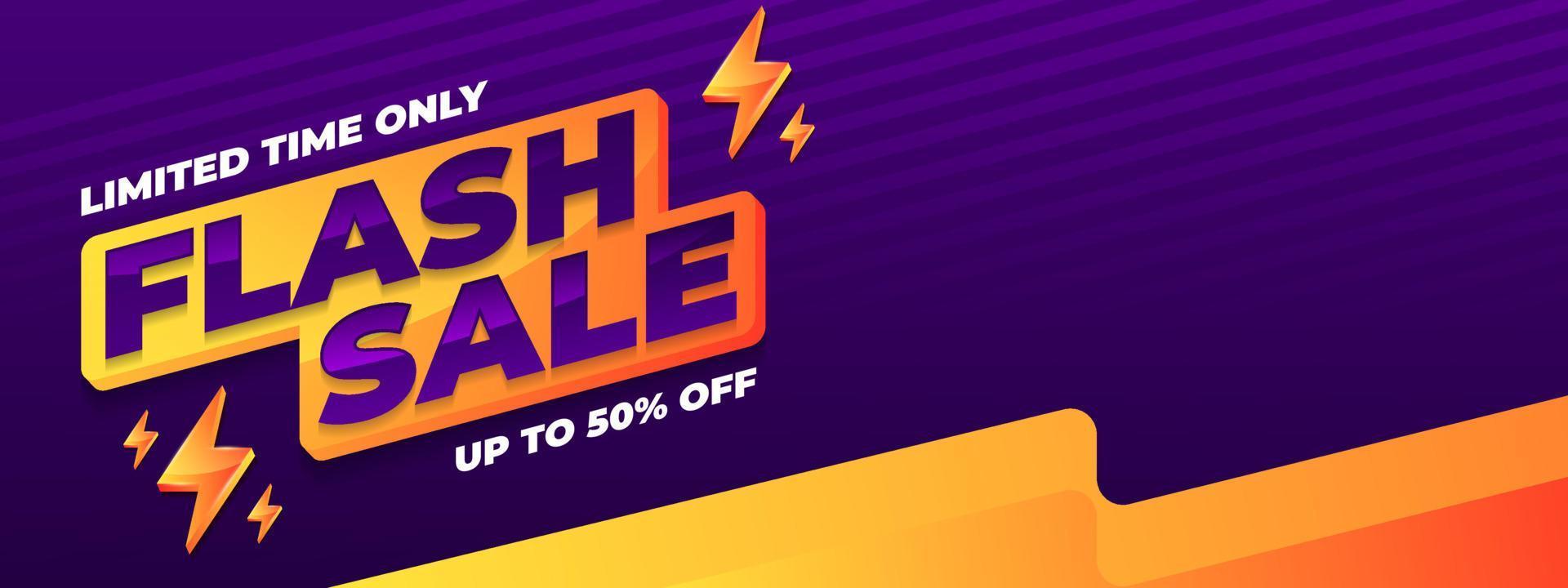 Flash sale banner vector, template design for media promotion and social media business post vector
