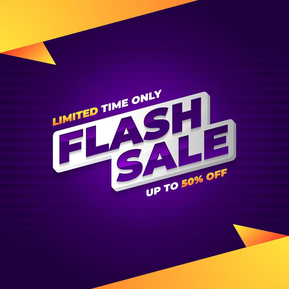 Flash sale banner vector, template design for media promotion and social media business post vector