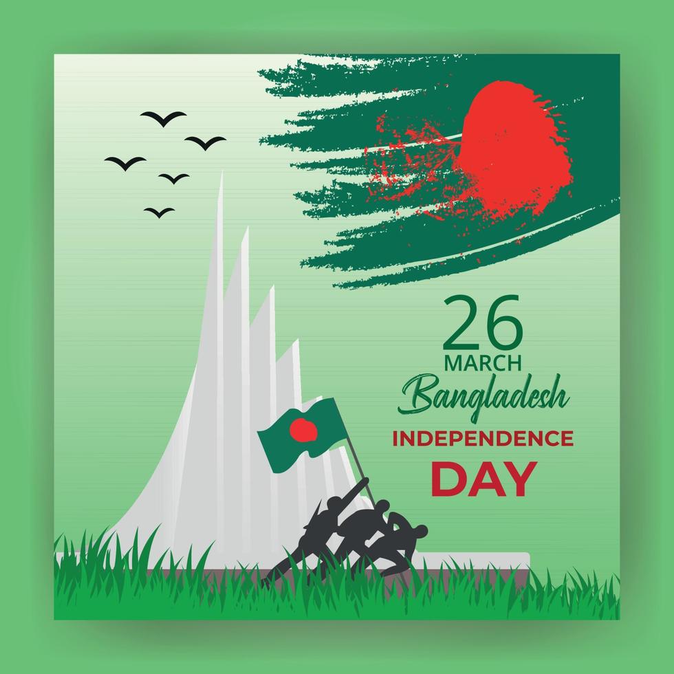 Happy Bangladesh independence day vector illustration with national monument