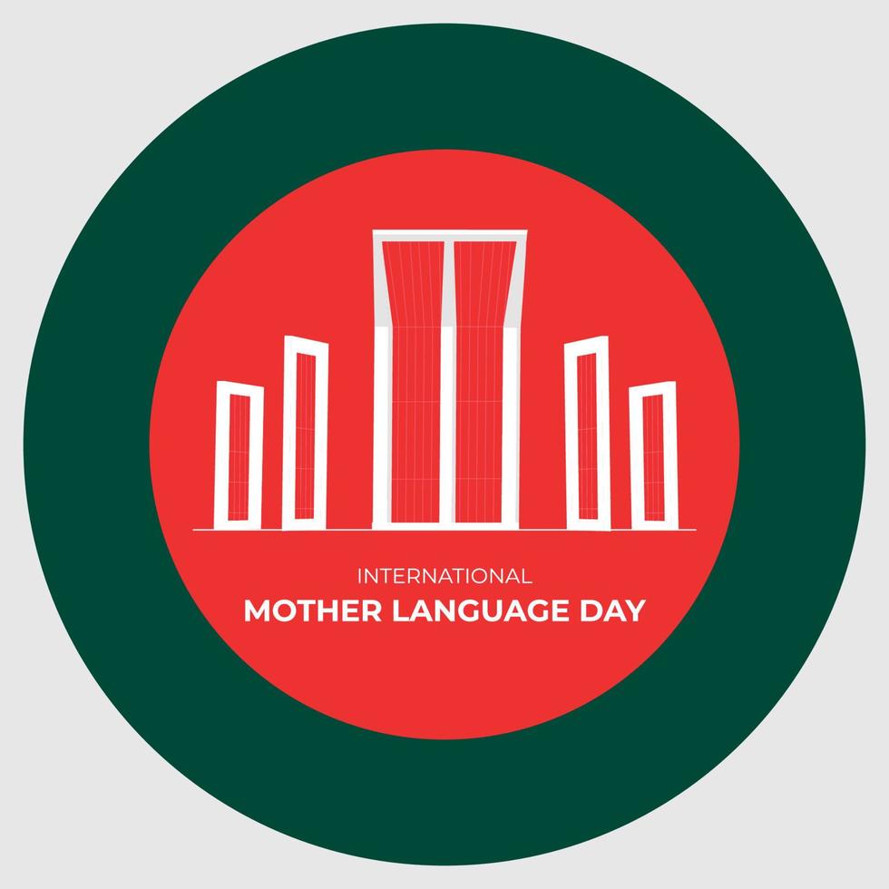 21st february international mother language day shaheed minar in red and green circle vector