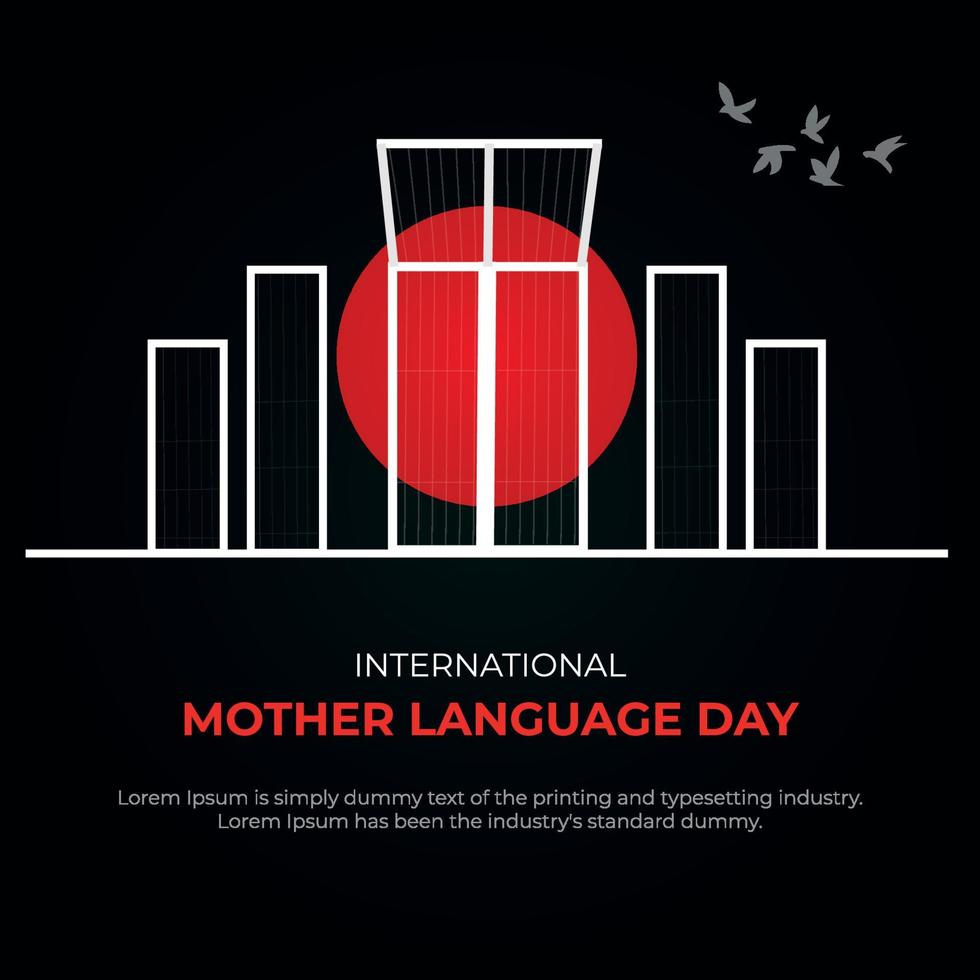 International Mother language Day social media post design in black background vector