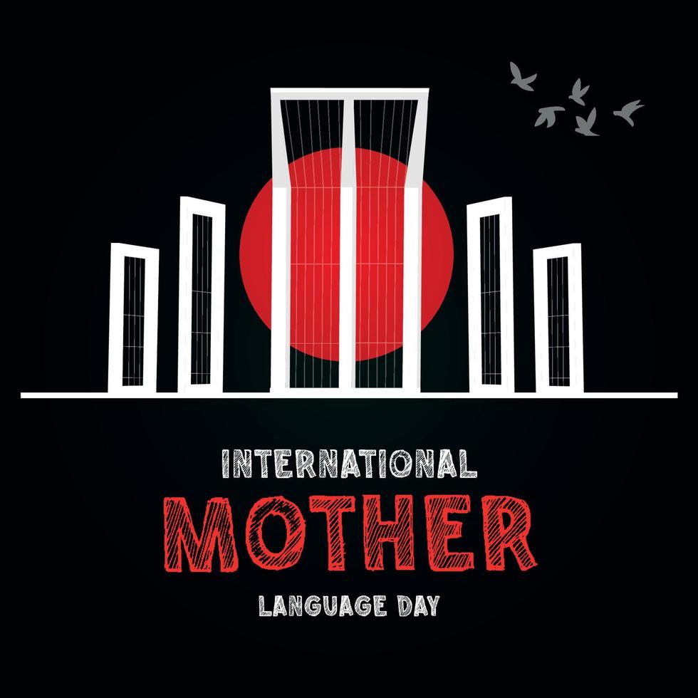 International Mother language Day social media post design in black background vector