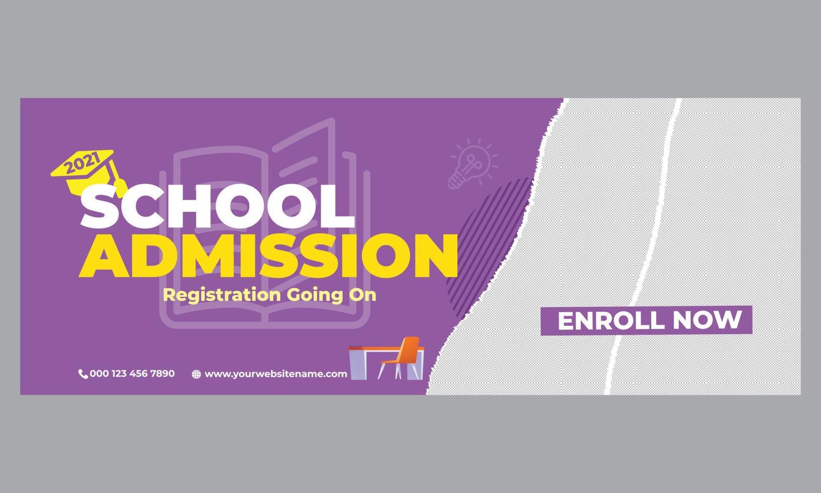 School Admission Cover Template Design vector