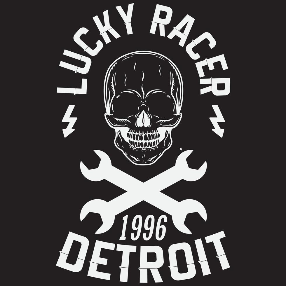 Lucky racer 1996 detroit t-shirt design vector